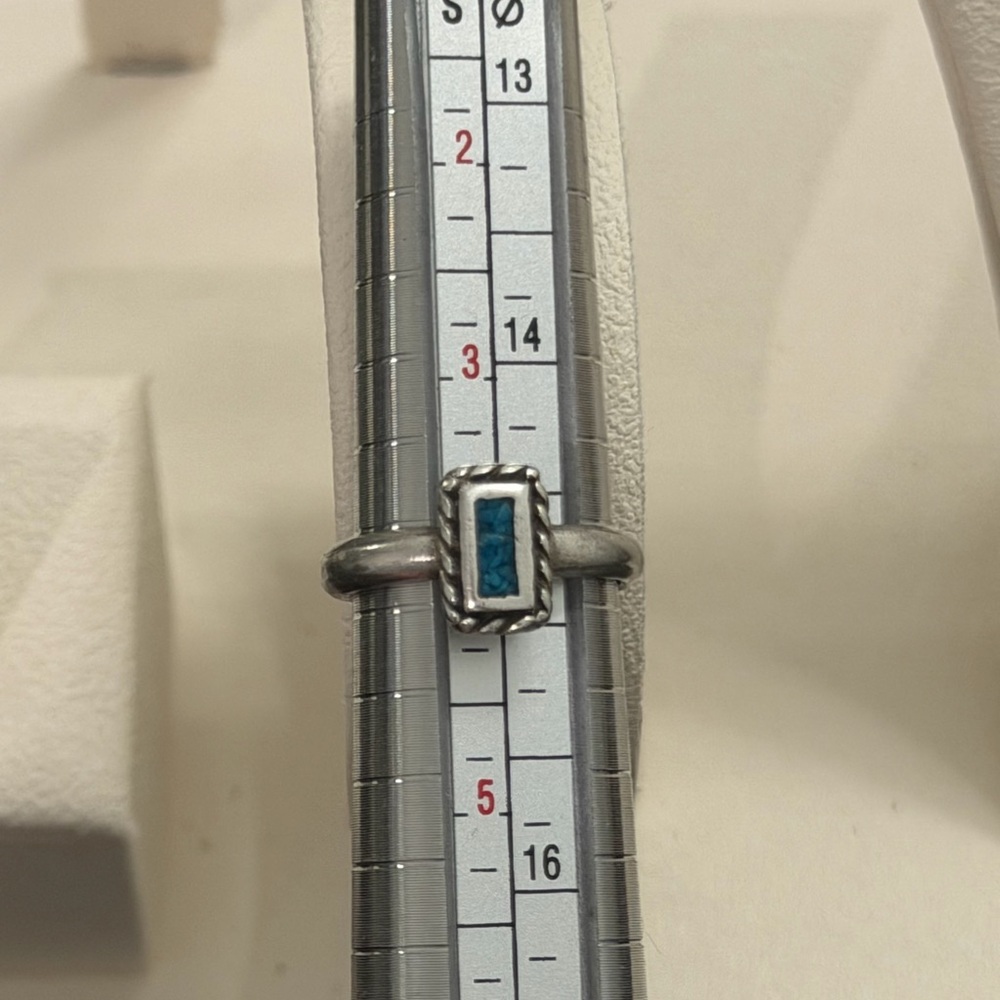 🌵✨ VINTAGE 1980 Sterling Silver Turquoise Cross Set – Ring Sz 4 + Stud Earrings - Picture 4 of 13